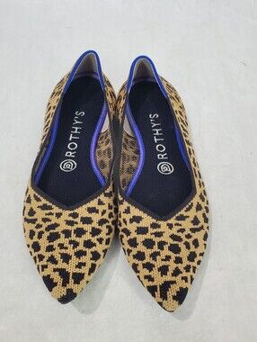 Rothy's Women's Size 8.5 The Point Ballet Flats Leopard Print Pointy Toe Retired